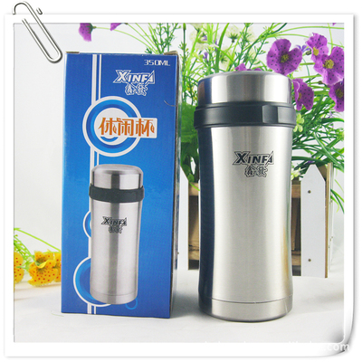 【直銷鑫發本色不銹鋼休閑廣告促銷保溫過濾茶水直身杯子印字 350ML】價格,廠家,圖片,保溫杯、保溫桶,溫州雪峰工藝禮品-